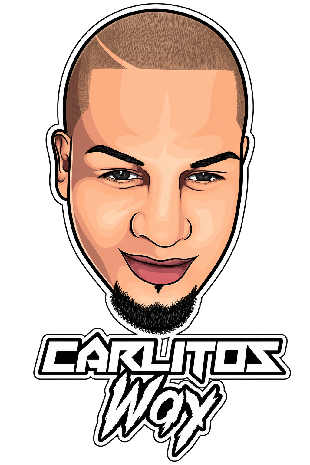 Caricatura de Carlitos Way, conductor de El Traffic Jamz TV